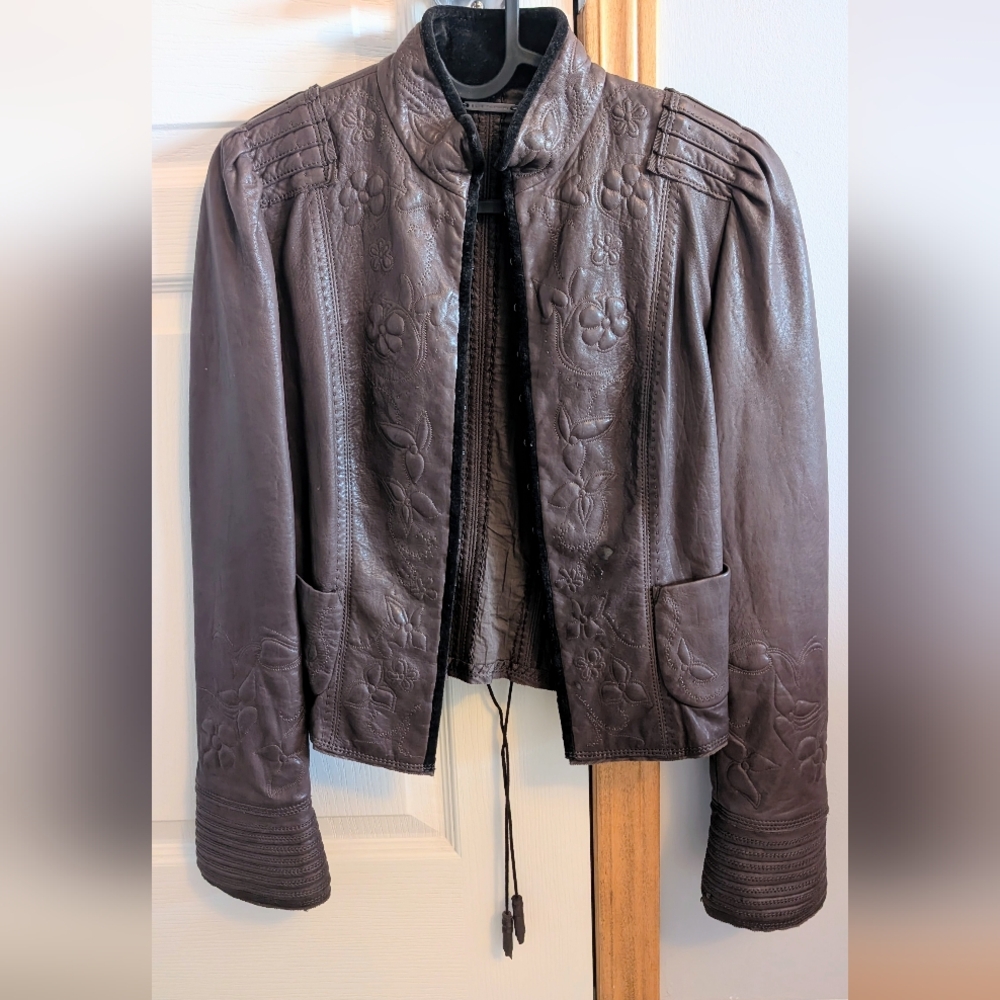 Elie Tahiri Brown Leather Jacket - Small